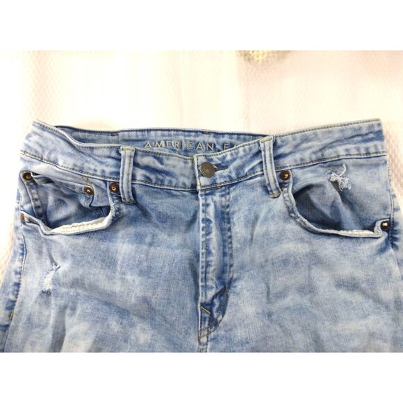 American Eagle x Young Money Mens Stacked Skinny Light Wash Distressed Jeans 36x - Picture 10 of 15